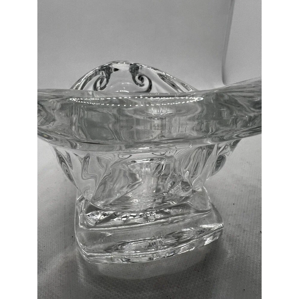 Vintage Lead Crystal Clear Glass Sleigh CandleHolder Candy Dish christmas 3x5